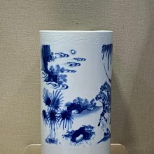 青釉笔筒 花器 置物 唐物 清朝 崇禎時期青花瓷筆筒高16.5公分完美品相細膩胎質琉璃釉面人物故事圖優雅