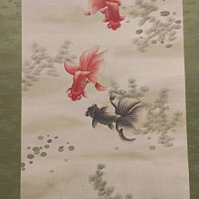 陸小曼魚樂圖軸近現代工筆精品，宣紙畫芯，個人珍藏字畫，古董店收藏