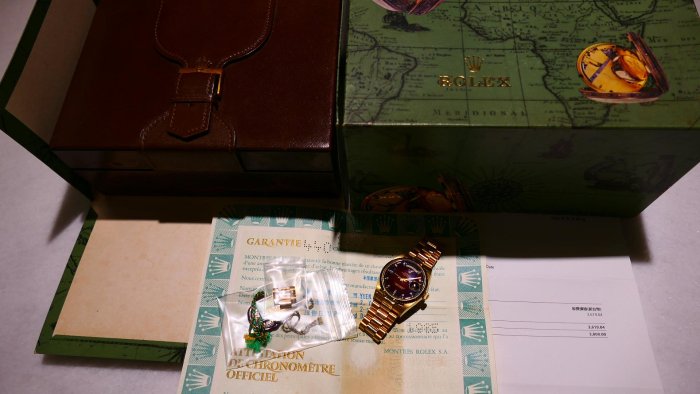 【美好時光】ROLEX勞力士罕見近新品相18038盒單全初代漸層紅面超美品!( 1803 18238參考)