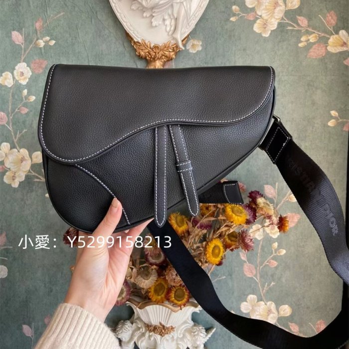 二手正品 Dior 迪奧 男款馬鞍包胸包斜挎包全皮款黑色 1ADPO093YKK_H00N 現貨