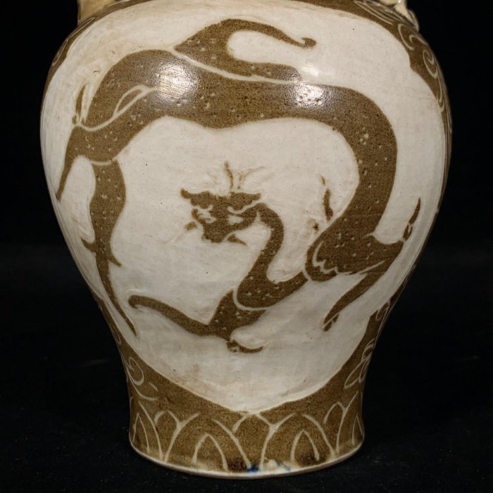 宋定窯褐彩刻龍紋龍鳳壺，高21直徑11cm，20056 瓷器官窯汝窯【古雲