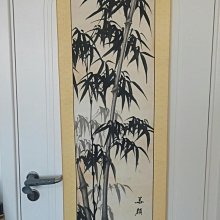 嚴選華顏3666手工水墨《雨竹》條屏掛軸，紙本手繪藝術品，畫芯133x33