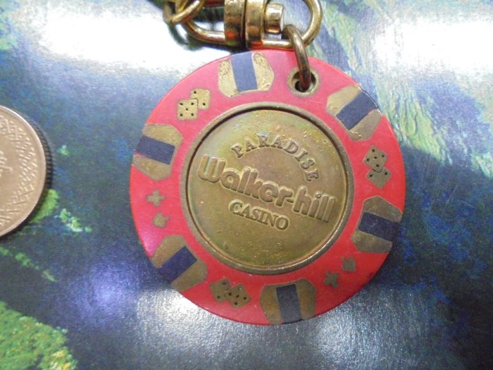 ☆豐臣館☆天堂華克山莊娛樂場 Walker Hill Casino籌碼紀念章鑰匙圈吊飾~酒
