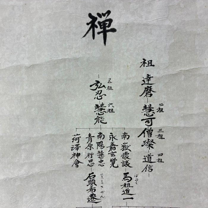 藏舊尋寶屋】老日本書法家書落款「禪」水墨書法字畫軸/掛軸《手繪