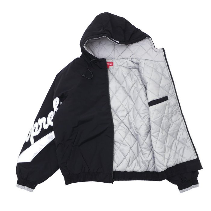 超搶手】全新正品2018 SS Supreme Sleeve Script Sideline Jacket 鋪棉