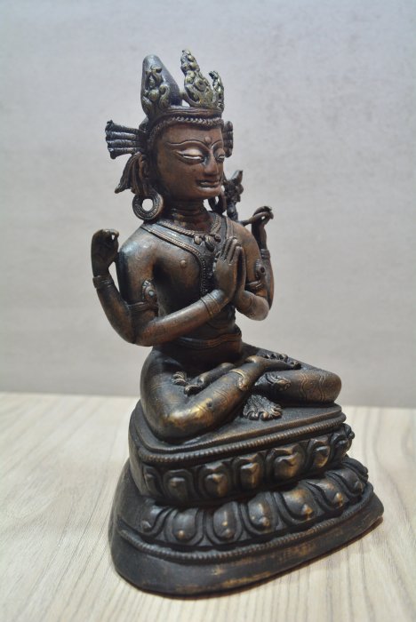 大自然之坊~@ 西藏老件古董佛像@ 喀什米爾風格古格銀眼@ 四臂觀音