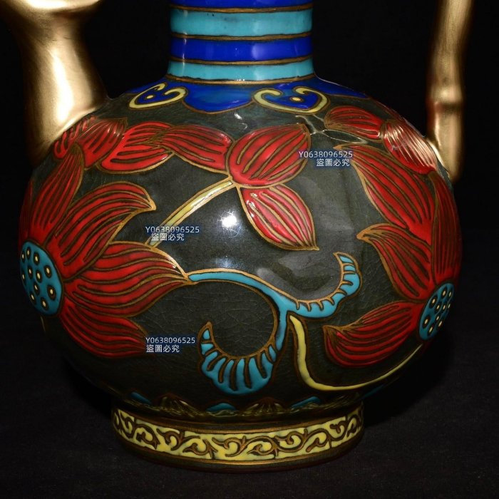 宋官窯奉華款彩繪描金花卉紋鳳壺，高24×17.8釐米3801338 鈞窯汝瓷官窯