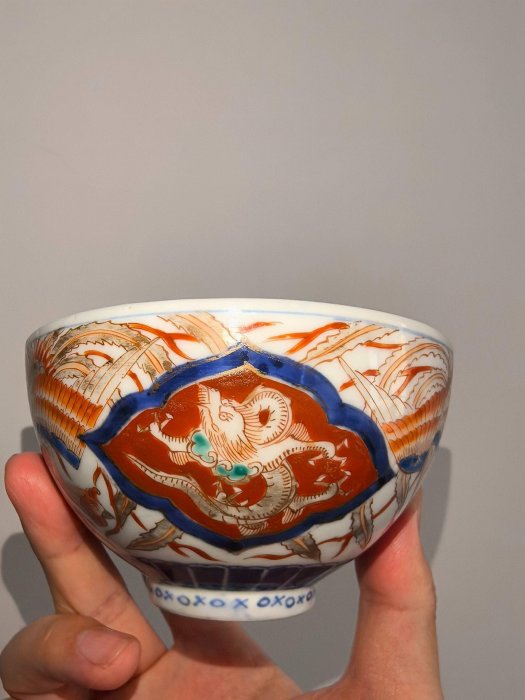 嚴選明治大正時期伊萬里龍鳳紋老蓋碗，品相上佳無損傷，適合收藏賞玩