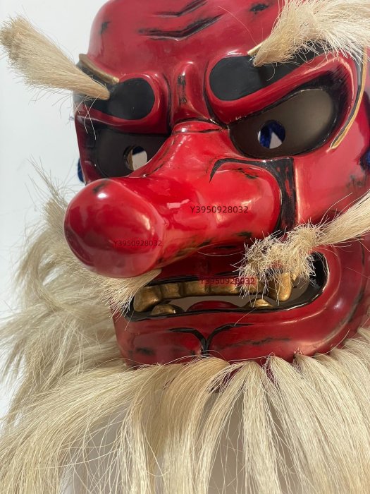 日本中古木雕天狗面具面具裝飾掛件實木面具有作者落款尺寸:長寬約21
