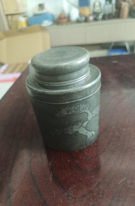 清末林克瑞手工鑄造錫罐，古雅壓手感，珍藏級古錫茶具252 茶具古錫器