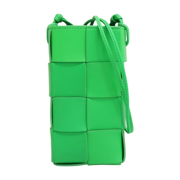 BOTTEGA VENETA BV 寶緹嘉 綠色 編織羊皮 Phone Pouch 肩背包 【二手名牌BRAND OFF】