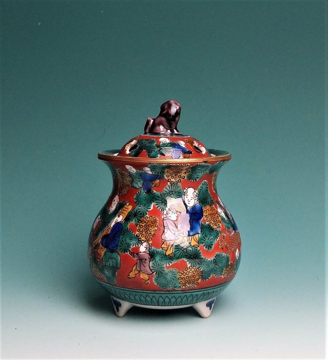 お買い得，お買い得 ☆時代 香炉 人物図 九谷 木米 三足 8-5