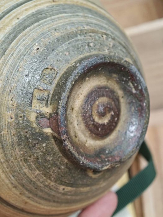 日本中古三島手茶碗·播州相生焼·那波翔英作品，全新原盒附布袋，嚴選