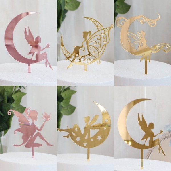 月亮仙女 蛋糕插牌 精靈 蛋糕裝飾 慶生 生日 蛋糕 烘培裝飾 壓克力插牌