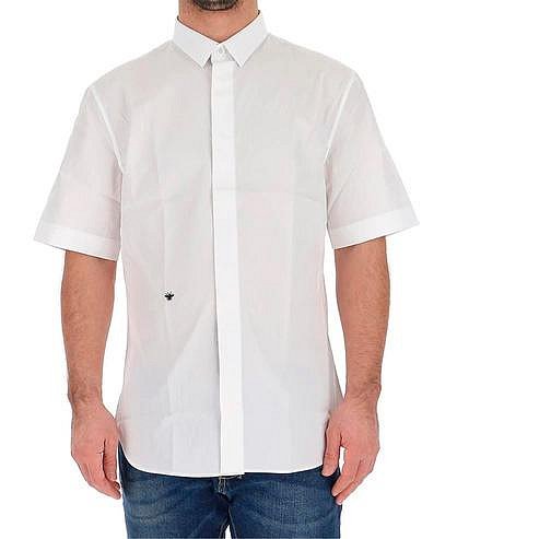 路易好貨｜DIOR HOMME BEE 新版 白色黑蜂刺繡 短袖襯衫 40