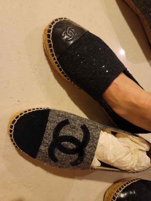 #二手#香奈兒 鉛筆鞋 平底鞋 草編鞋