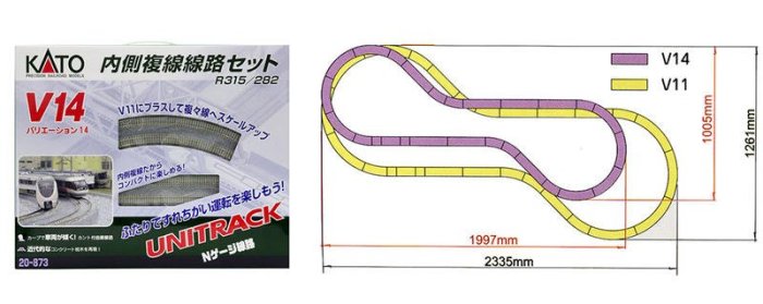 KATO V14 内側複線路セット 20-873 Amazon | KATO Nゲージ V14 内側複線線路セット (R315/282) 20