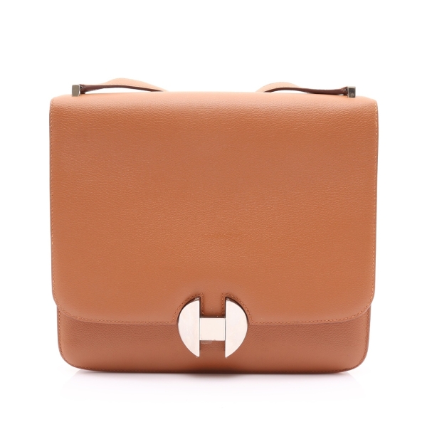 HERMES 愛馬仕 Sac 2002-26 肩背包 金棕色 Evercolor 牛皮 C刻 銀扣 【二手名牌BRAND OFF】