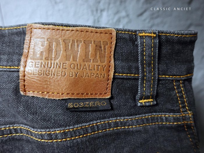 CA 愛德恩 EDWIN 灰色仿舊刷紋 彈性牛仔褲 34腰 一元起標無底價D810