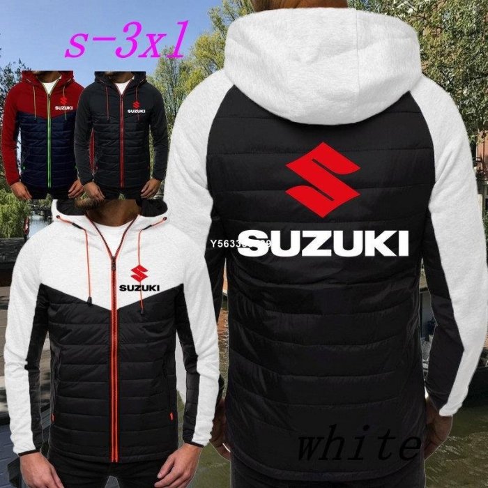 下殺 秋冬新款 爆款男裝春秋冬時尚Suzuki男士高品質機車夾克外套拼接外套連帽外套男防風帥氣外套英倫外套輕薄外套運