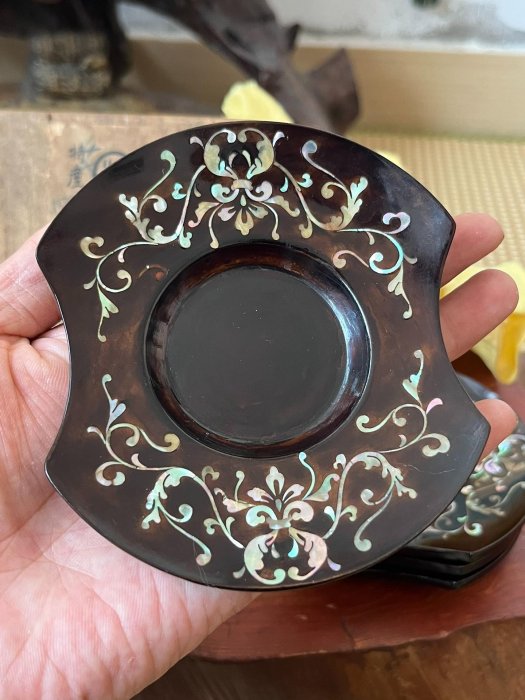 古美術 煎茶 漆 仿 長寛 茶托 共箱 美品 特製 十客 嚴