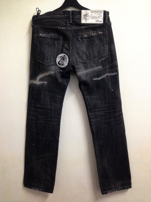 新品　NEIGHBORHOOD×Disney 　NARROW STRAIGHT NEIGHBORHOOD 09 NARROW DISNEY BIG BAD 電繡貼布刀割黑牛王