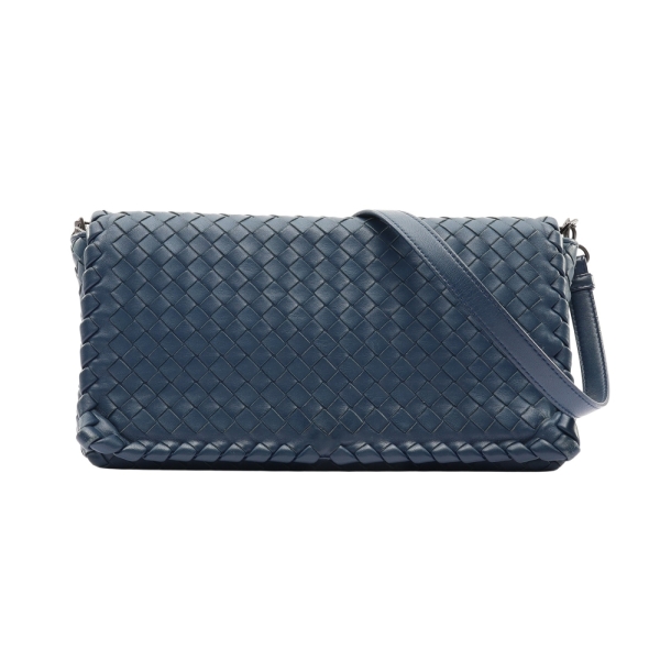 BOTTEGA VENETA BV 寶緹嘉 Intrecciato 肩背包 藍色 羊皮 428136 【二手名牌BRAND OFF】