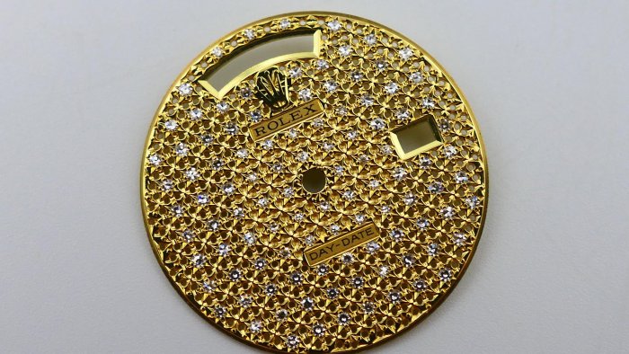 【單售面盤】蜂巢滿天星!ROLEX勞力士原裝整片18K K金面盤!