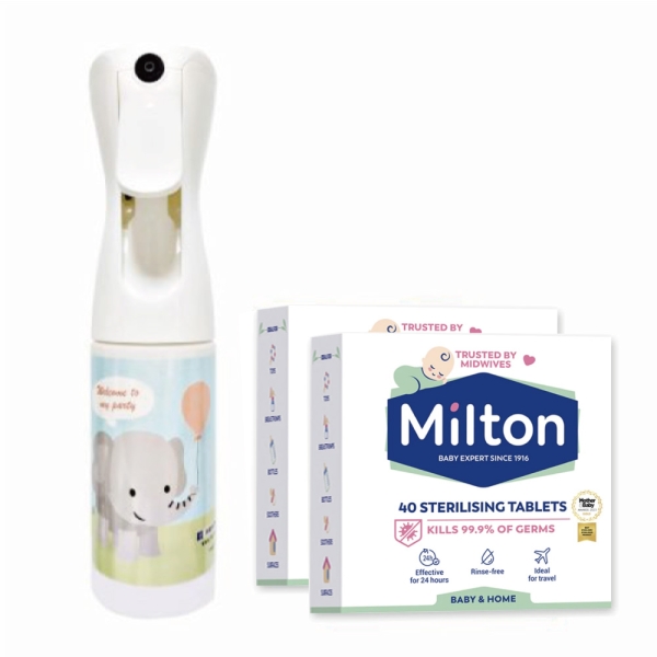 英國 Milton 米爾頓 消毒錠40入x2+大象噴霧輕巧瓶188ml