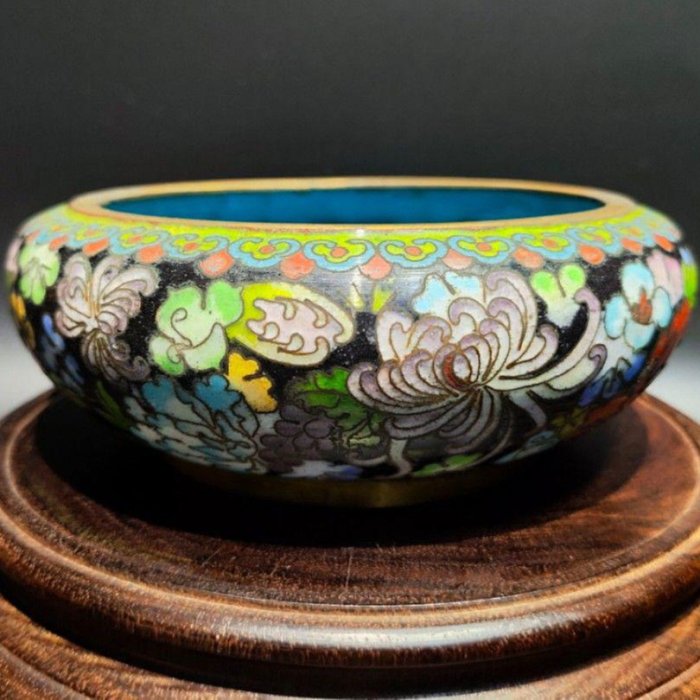 早期景泰藍老件-銅胎掐絲琺瑯景泰藍香爐#01（古董/銅雕/收藏/銅爐/香爐