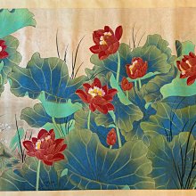 水墨畫-張大千-描金荷花圖| Yahoo拍賣