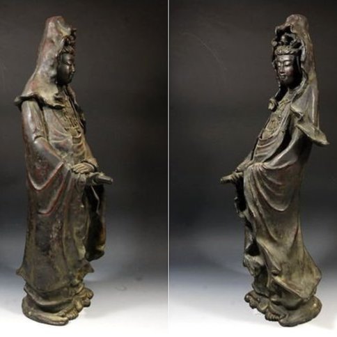 大尊古銅像-觀音菩薩《 高約：63cm、重約：15.25kg》 | Yahoo拍賣