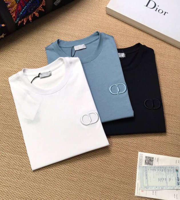 現貨【二手精品DIor 迪奧 絲光棉男純棉短袖T恤 短袖POLO衫 運動衫 純色休閒寬鬆男襯衣襯衫 現貨明星同款熱銷
