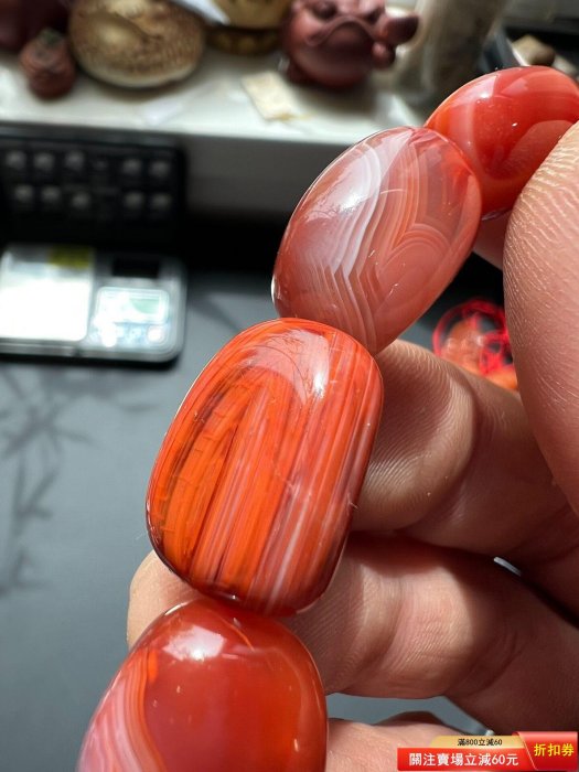 搬家出閑置：南紅手串隨型單圈纏絲風格一物一拍南紅瑪瑙單圈手串一條