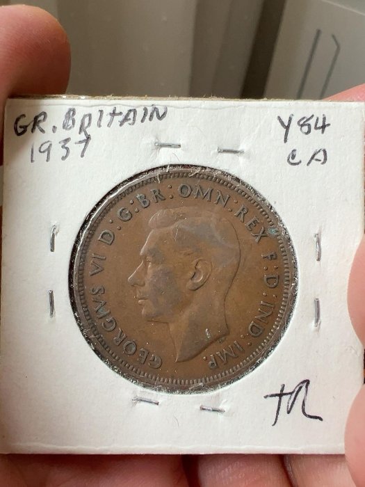 嚴選英國1937年喬治六世1便士銅幣，不列顛女神精鑄古錢，實物高清圖