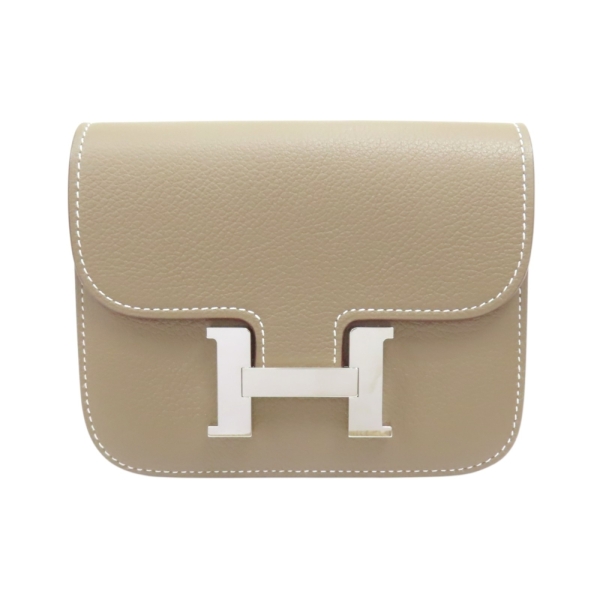 HERMES 愛馬仕 Constance Slim 扣式 短夾 大象灰 Evercolor 牛皮 W刻 銀扣 【二手名牌BRAND OFF】