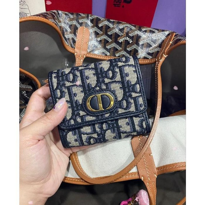 二手DIOR 新款 蒙田錢包 短夾 MINI 30 MONTAIGNE DIOR OBLIQUE CD短夾 手拿包 錢包
