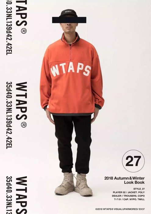 希望商店】WTAPS PLAYER 02 JACKET. POLY 18AW 搖粒絨長袖LOGO 半拉鍊