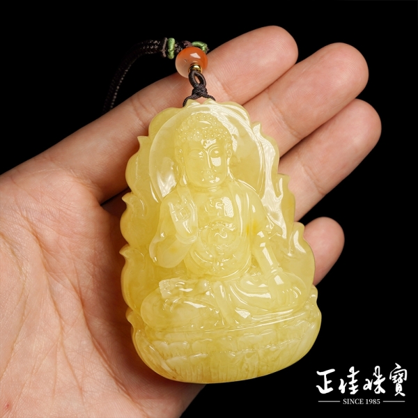 正佳珠寶】 蜜蠟琥珀蒐藏級白金白花蜜68.2g 阿彌陀佛蜜蠟琥珀