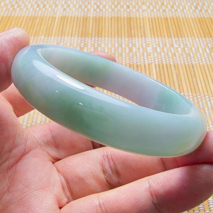 一元起標『昕品舘』天然緬甸玉A貨【芙蓉冰Q綿潤絕美紫羅蘭晴綠春彩】翡翠玉鐲#19.4(59.7mm)@1025-35［週日結標］