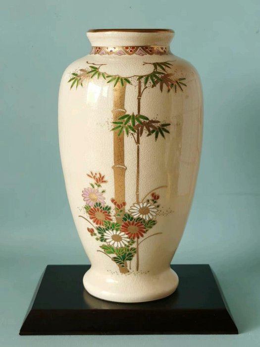 1286 薩摩焼　原良窯　花瓶 日本薩摩燒嚴選花瓶原良窯手工製作古早工法花器精緻約2.5公斤薩摩燒