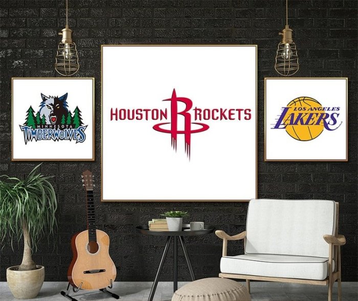 nba球隊標誌logo裝飾掛畫湖人火箭勇士圖標酒吧宿舍臥室牆面壁畫