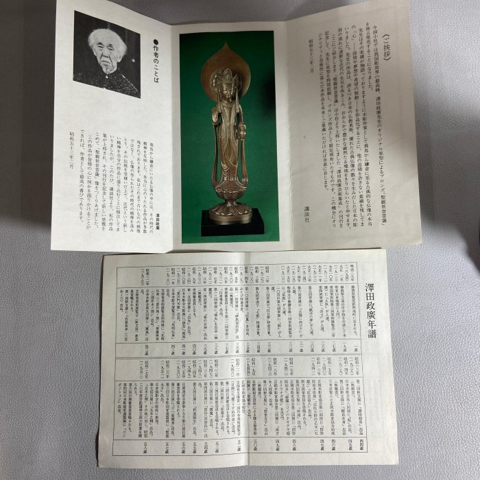 古玩輕鬆拍】老日本文化勛章受獎藝澤田政廣造聖観世音菩薩ブロンズ大型
