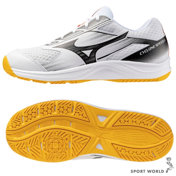 Mizuno 美津濃 羽球鞋 男鞋 女鞋 3E寬楦 CYCLONE SPEED 5 白黑灰【運動世界】V1GA258098