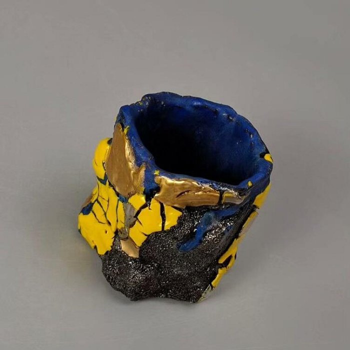 市川透　茶碗　現代アート　備前 嚴選市川透造新派日本備前燒茶碗，金屬釉未使用品配原箱與供布，品相