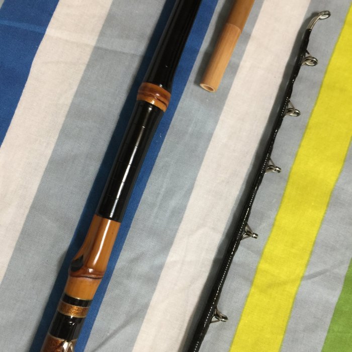 和竿 竹竿 日本製頂級鯨穗調竹竿江戶和竿名師手作小物並繼船竿164cm 五尺半黑鯛竿