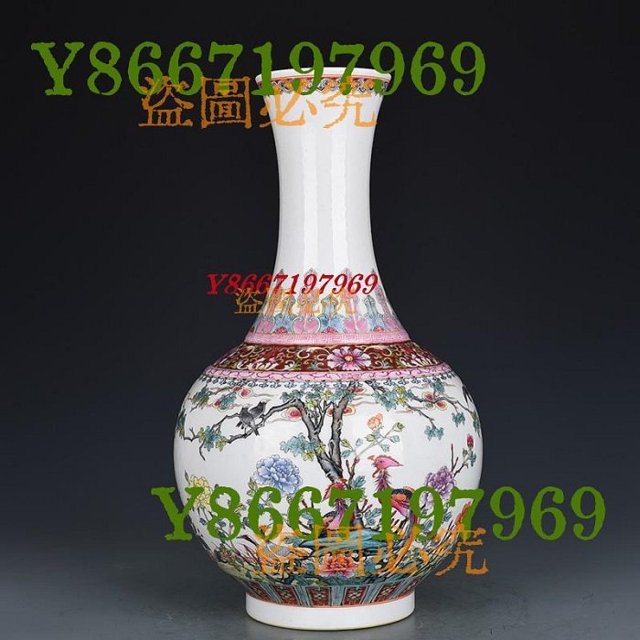 清乾隆粉彩五倫圖花鳥賞瓶古玩古董古瓷器39×20厘米3900219 瓷器青花粉