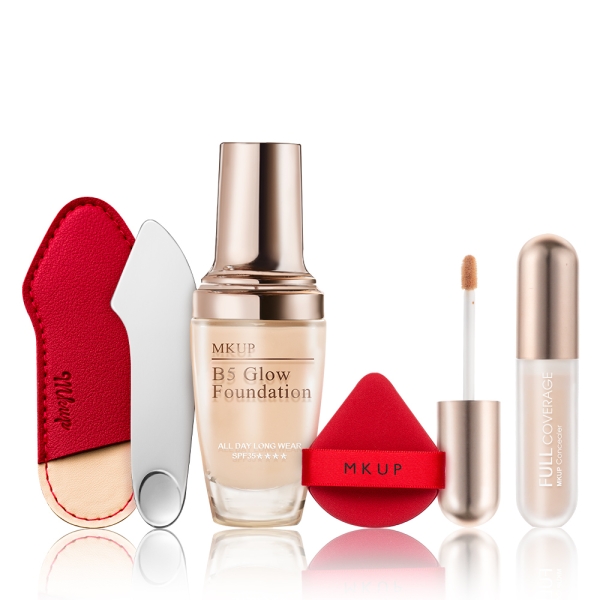 MKUP 美咖 B5粉底液 SPF35＋粉底刮刀＋粉撲(三角/氣墊)隨機出貨＋泥霧遮瑕膏(效期:20261031)