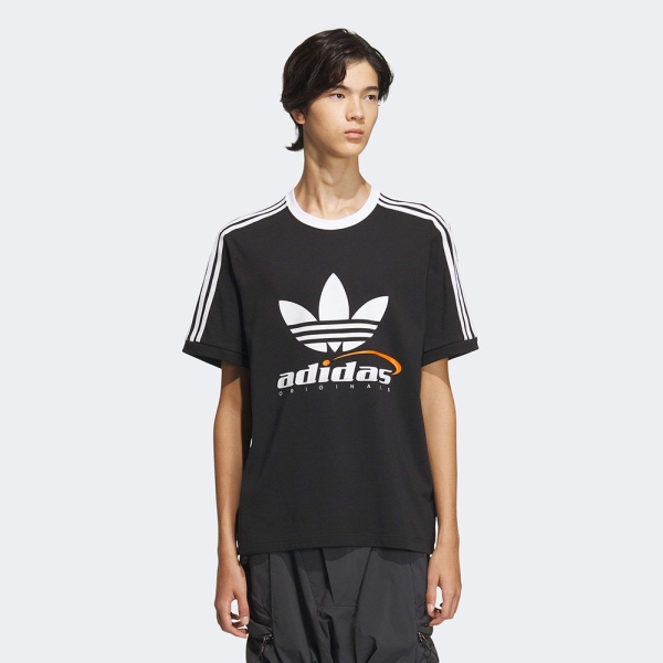 adidas 愛迪達 TFL LOGO TEE M OR 上衣 短袖 短T 三葉草 三線 男 黑 休閒 IW6309