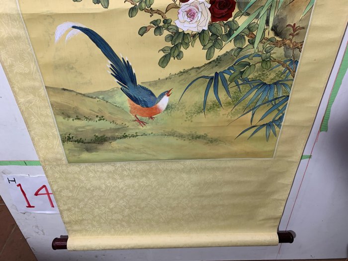 秋風細雨  花鳥圖 藏舊尋寶屋】老日本畫家落款「秋花鳥山水」水墨畫/彩色/畫軸